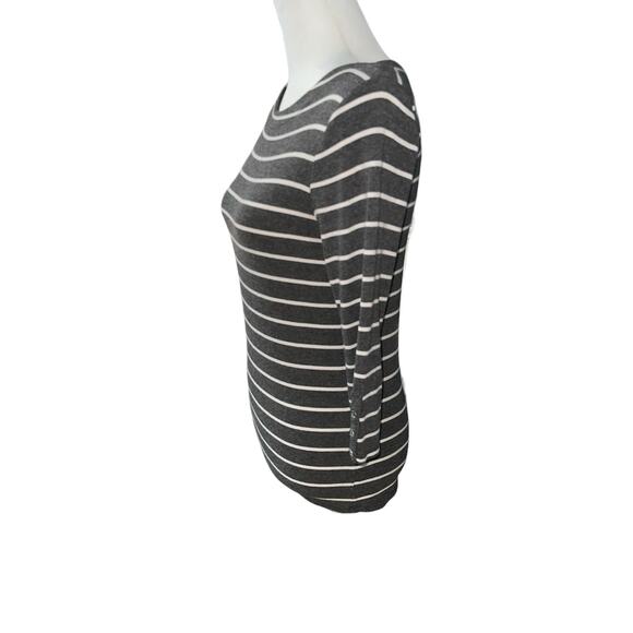 Willi Smith Gray White Medium 3/4 Sleeve top - Picture 2 of 4